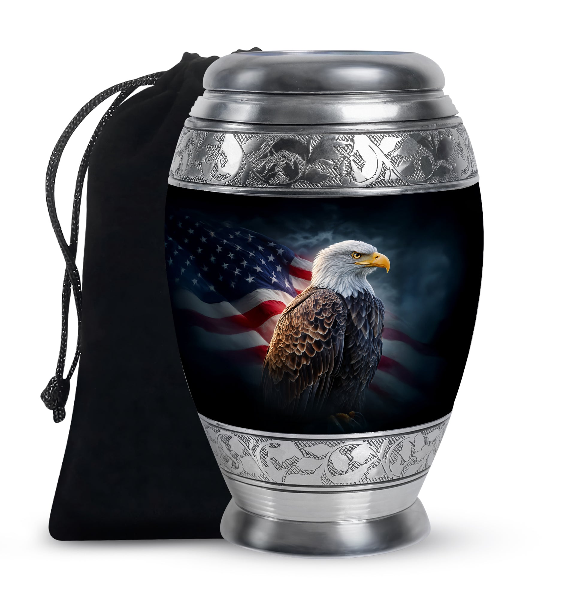 American Flag Memorial Urn - Military Theme Funeral Urn For Adult Ashes