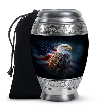 American Flag Memorial Urn - Military Theme Funeral Urn For Adult Ashes