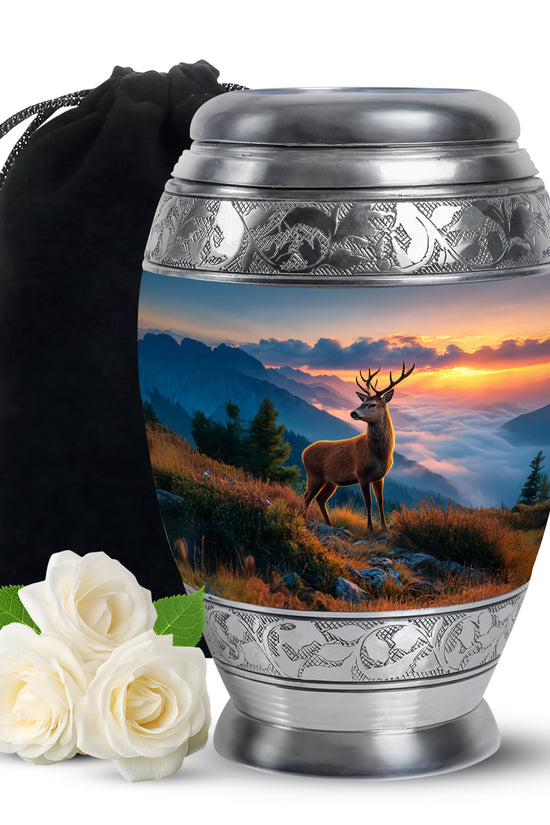 Mountain Deer Funeral Urn - Sunset Memorial Urn For Human Ashes