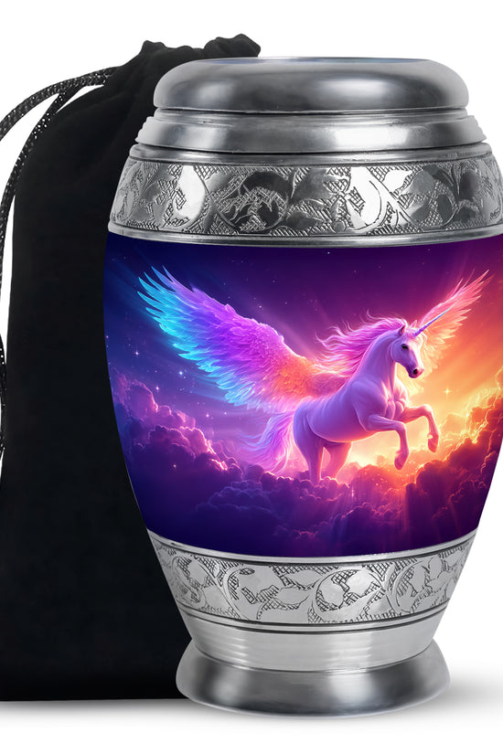 Purple Unicorn Cremation Urn - Aluminium Large Memorial Urn For Ashes