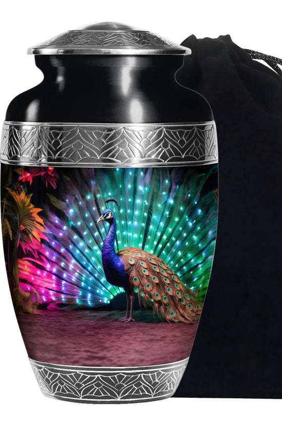 Peacock Bird Memorial Theme Urn - Beautiful Funeral Urn For Human Ashes