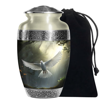 Mystical White Dove Cremation Urn - Forest Memorial Urn For Human Ashes