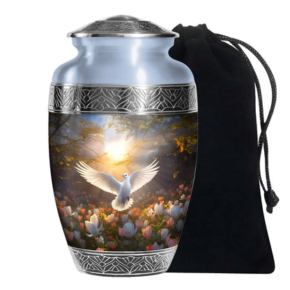 Floral Dove Memorial Urn For Ashes - Elegant Funeral Urn For Adult Ashes