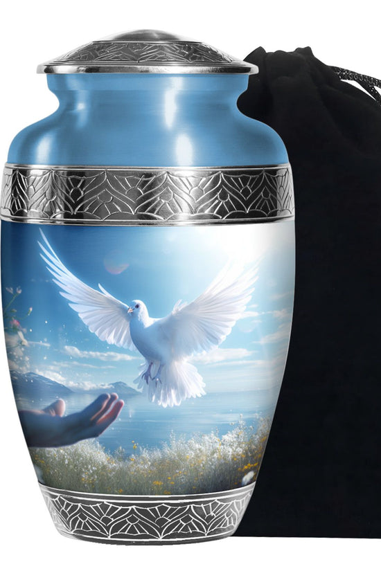 Spiritual White Dove Cremation Urn - Scenic Nature Memorial Urn For Burial