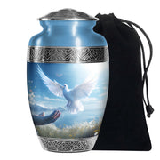 Spiritual White Dove Cremation Urn - Scenic Nature Memorial Urn For Burial