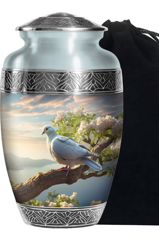 Dove Theme Funeral Urn - Aluminum Urn For Loved Ones