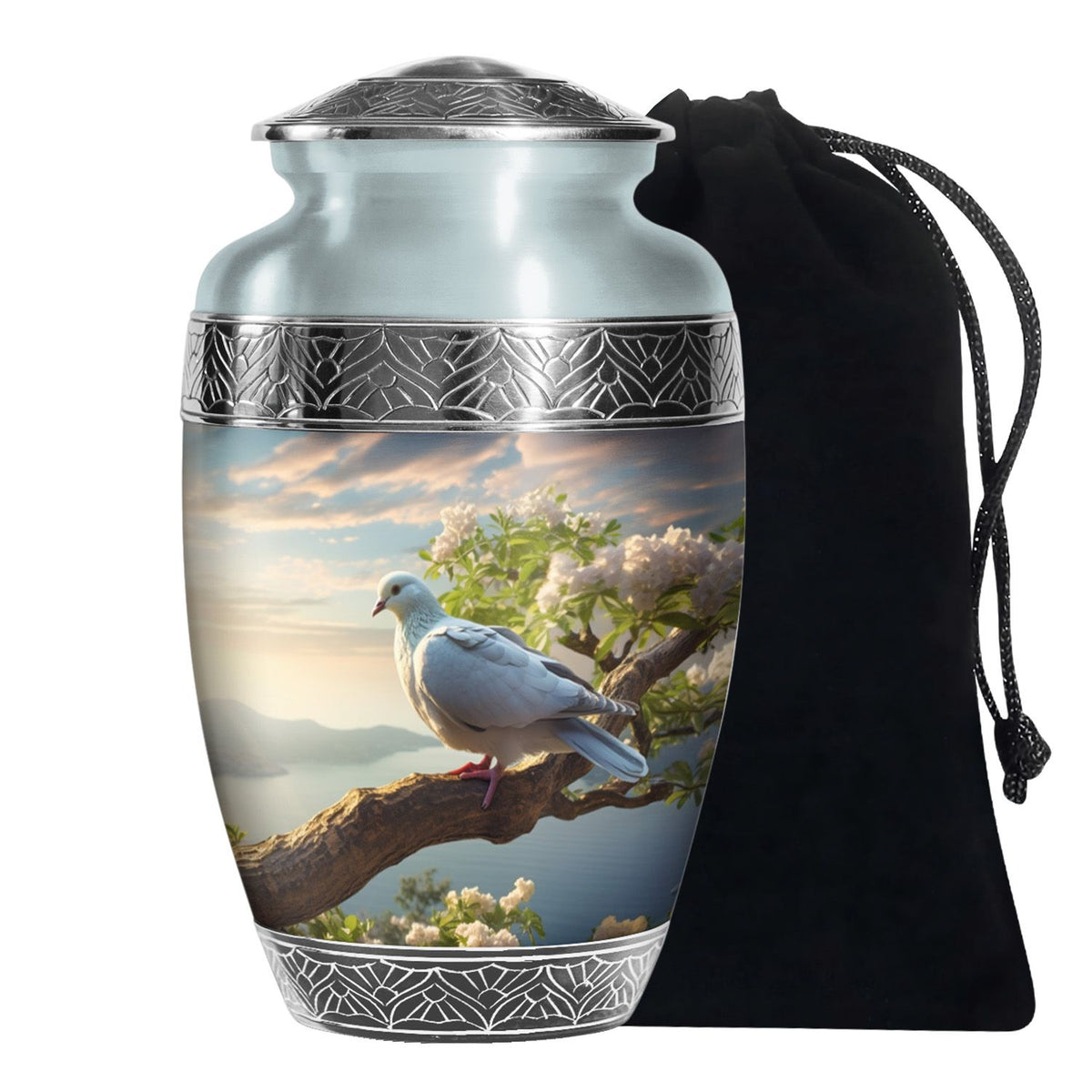 Dove Theme Funeral Urn - Aluminum Urn For Loved Ones