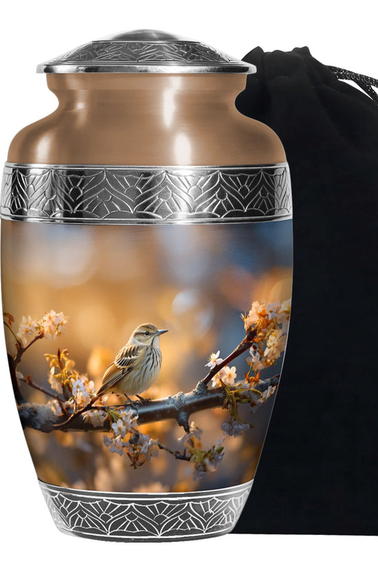 Sparrow Bird Theme Funeral Urn - Aluminium Funeral Urn For Loved Ones