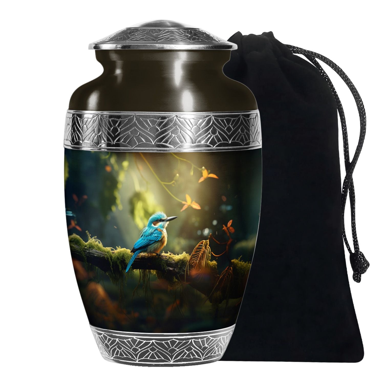 Peaceful Blue Bird Funeral Urn - Sparrow Memorial Urn For Loved Ones