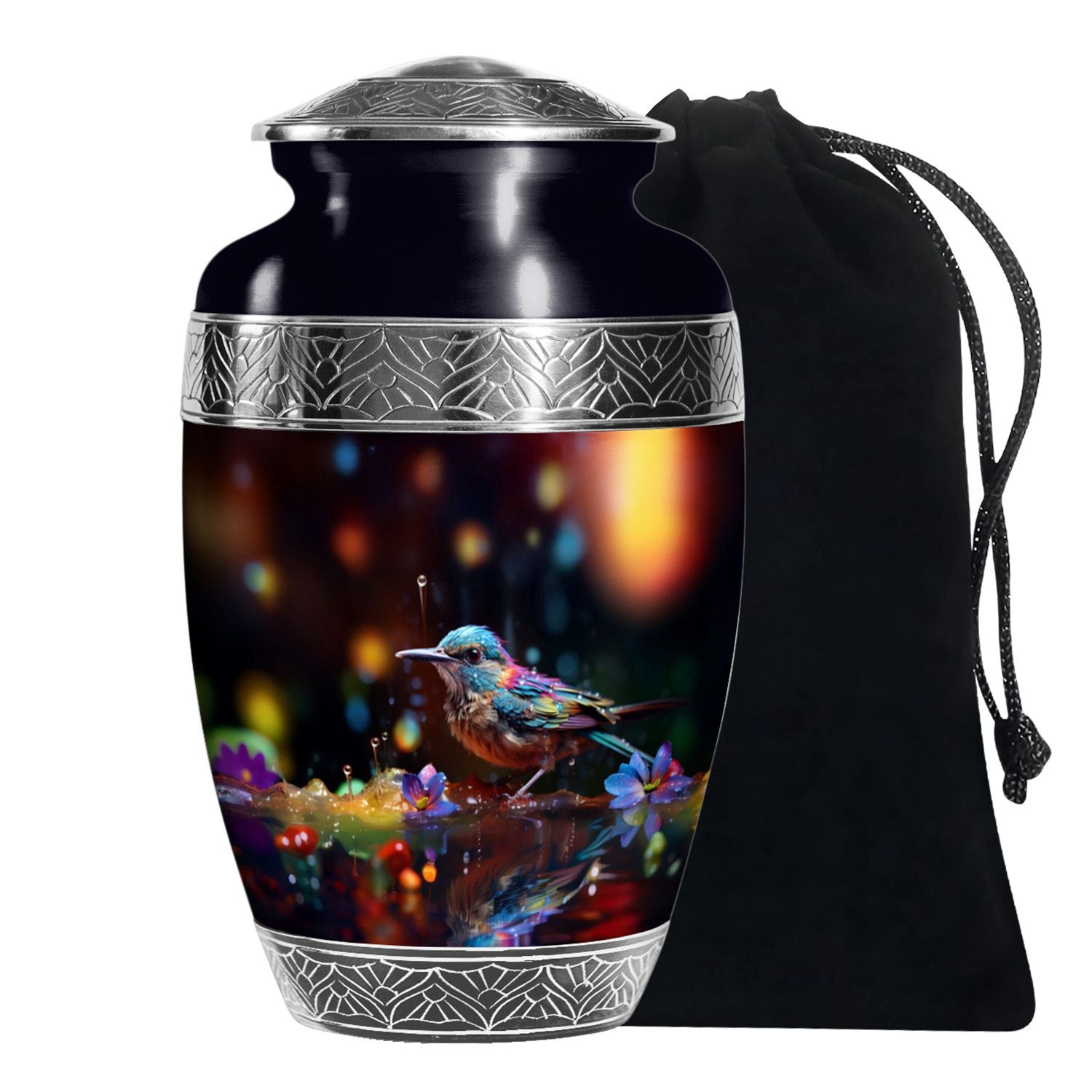 Colorful Sparrow Cremation Urn - Artistic Memorial Urn For Adult Ashes