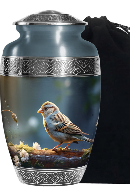 Rustic Sparrow Bird Funeral Urn For Ashes – Memorial Cremation Urn