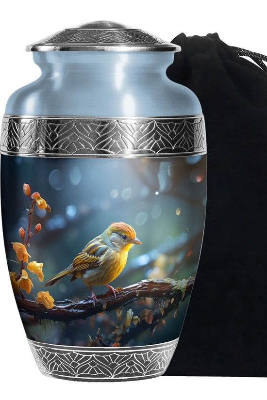Elegant Sparrow Bird Memorial Urn - Aluminium Ashes Urn For Adults Ashes