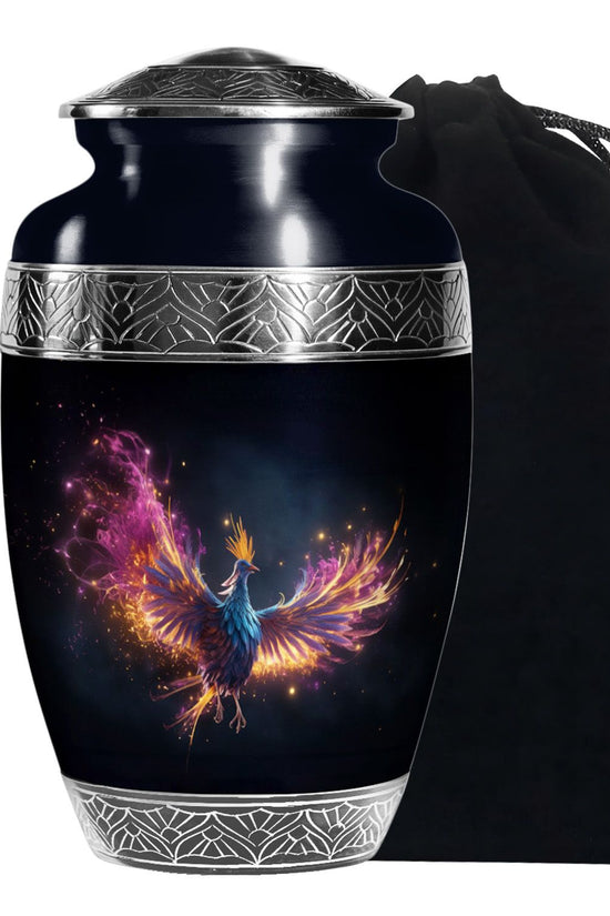 Colourful Phoenix Cremation Urn - Large Aluminum Urn For Ashes