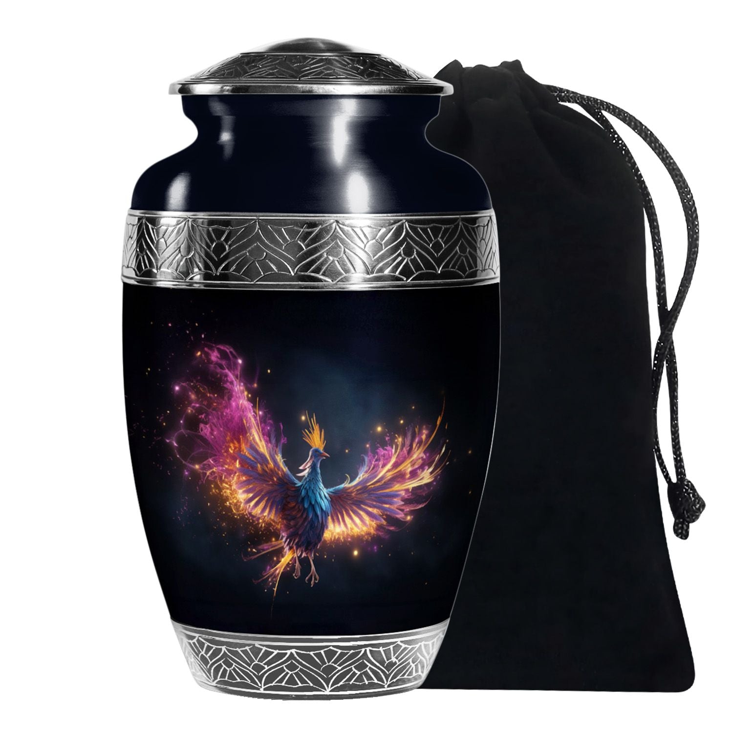 Colourful Phoenix Cremation Urn - Large Aluminum Urn For Ashes