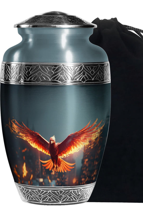 Burning Phoenix Memorial Urn - Unique Fantasy Urn For Male