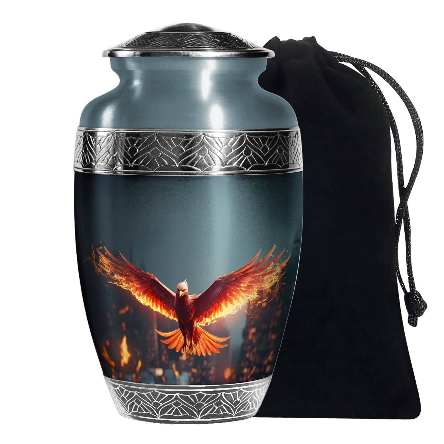 Burning Phoenix Memorial Urn - Unique Fantasy Urn For Male