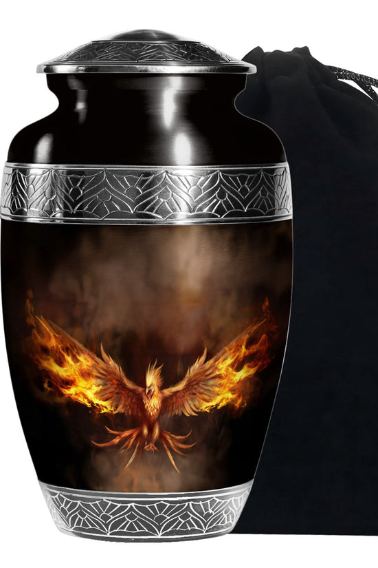 Phoenix Cremation Urn - Black Aluminium Urn For Adult Ashes