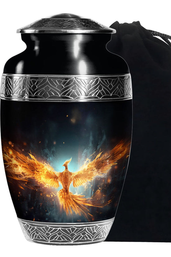 Golden Flame Funeral Urn - Decorative Ashes Urn For Men & Women