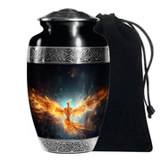 Golden Flame Funeral Urn - Decorative Ashes Urn For Men & Women