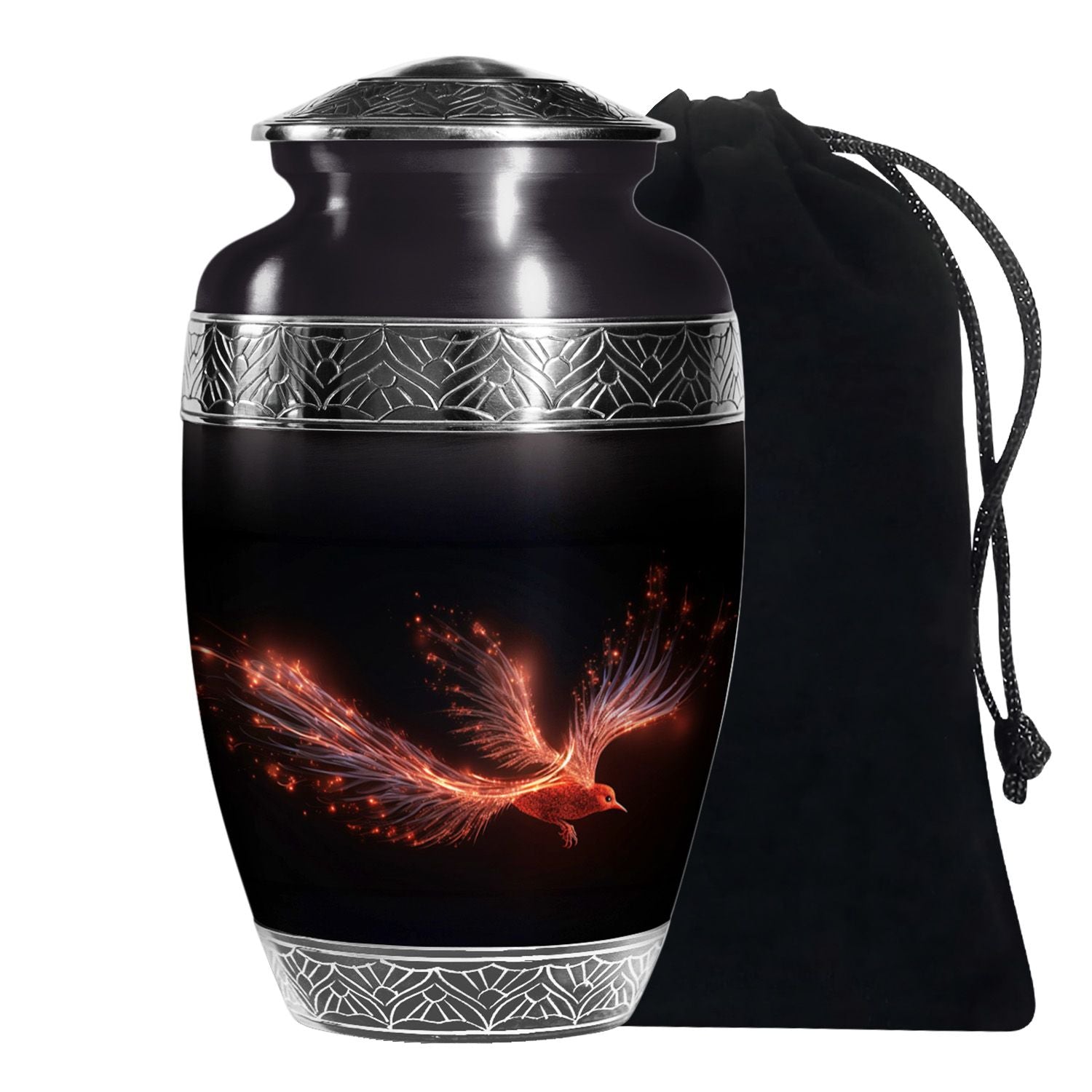 Red Phoenix Ashes Urn - Large Adult Memorial Urn For Loved One