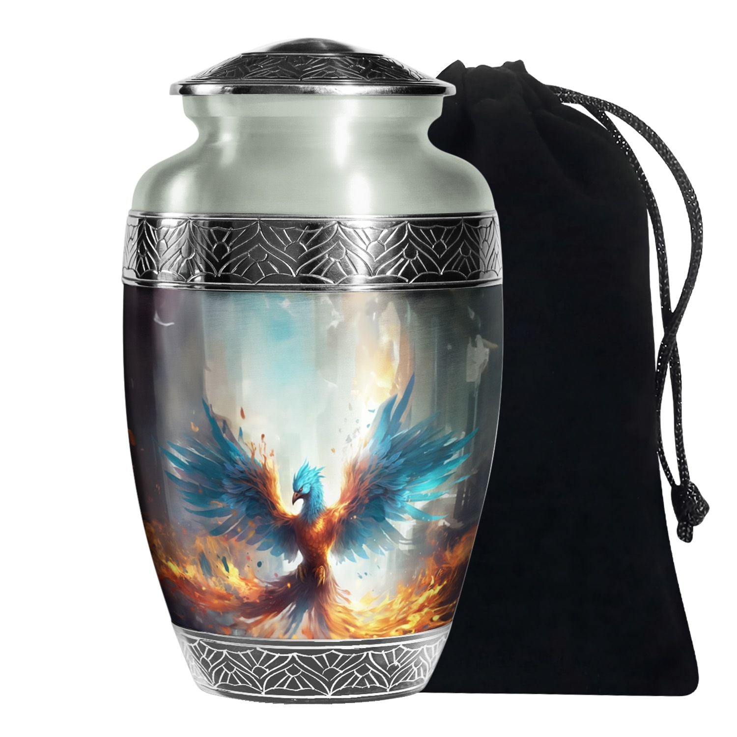 Blue Flame Phoenix Urn - Spiritual Tribute Urn for Men & Women