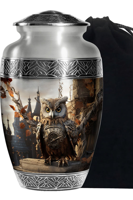 Owl Theme Memorial Urn - Vintage Cremation Ashes Urn For Human Ashes