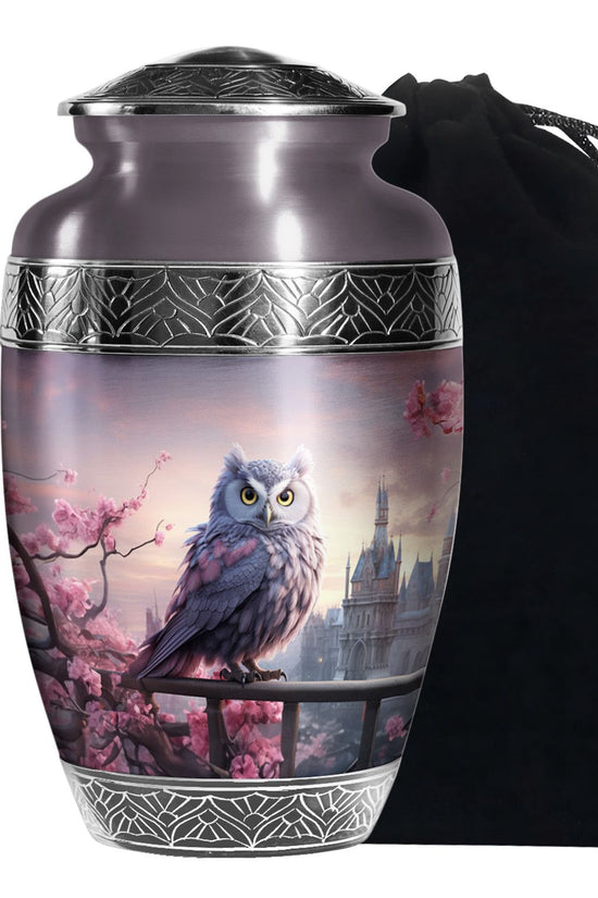 Purple Owl Cremation Urn - Elegant Memorial Urn For Human Ashes