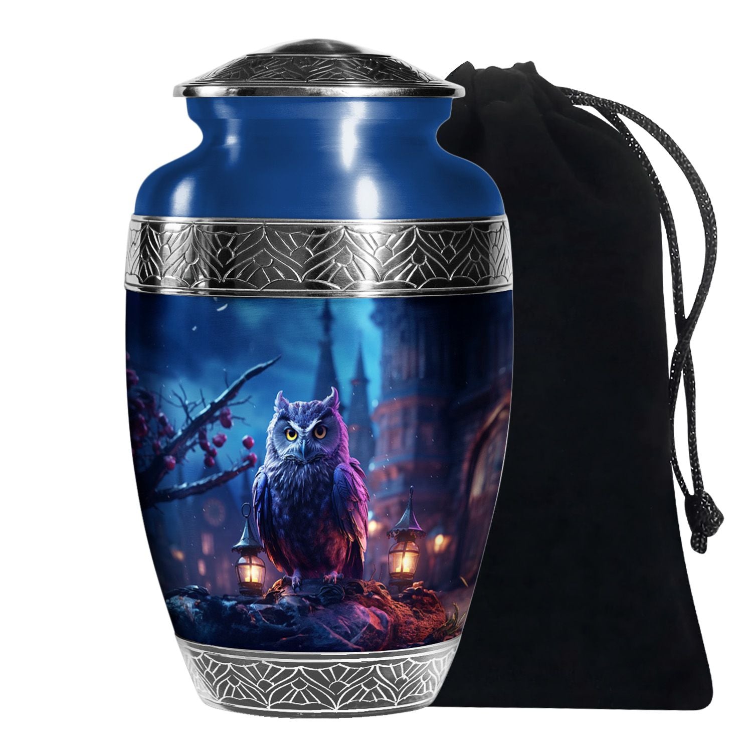 Night Owl Funeral Urn - Artistic Cremation Urn For Adult Ashes