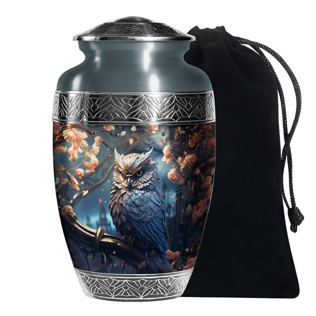 Black Owl Cremation Urn – Elegant Memorial Urn For Human Ashes