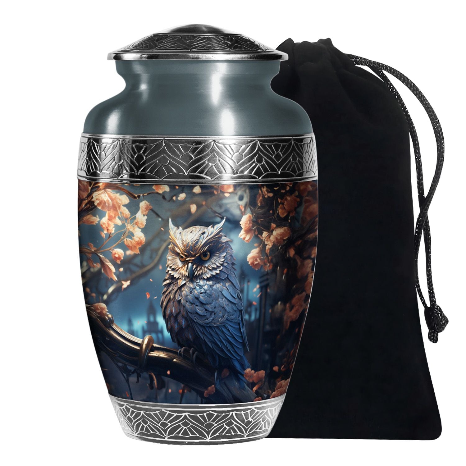 Black Owl Cremation Urn – Elegant Memorial Urn For Human Ashes