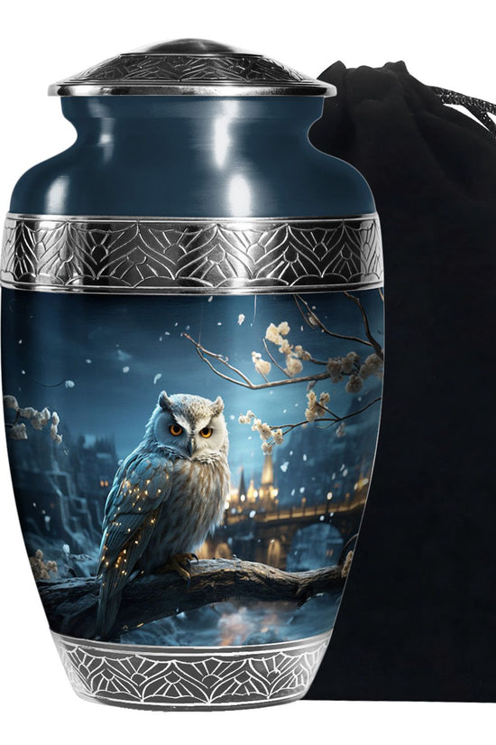Snow Owl Cremation Urn - Elegant Funeral Urn For Human Ashes