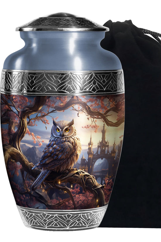 Mystical Owl Memorial Urn - Scenic Cremation Urn For Adults