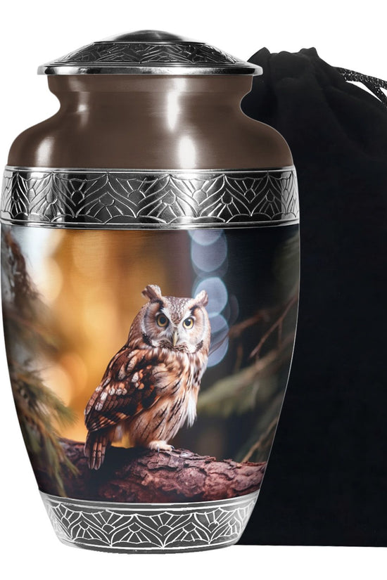 Blue Flower Theme Aluminium Funeral Urn - Human Ashes Adult Memorial Urn