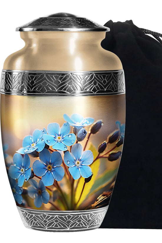 Scorpion Grass Memorial Urn - Elegant Floral Funeral Urn For Adult Ashes