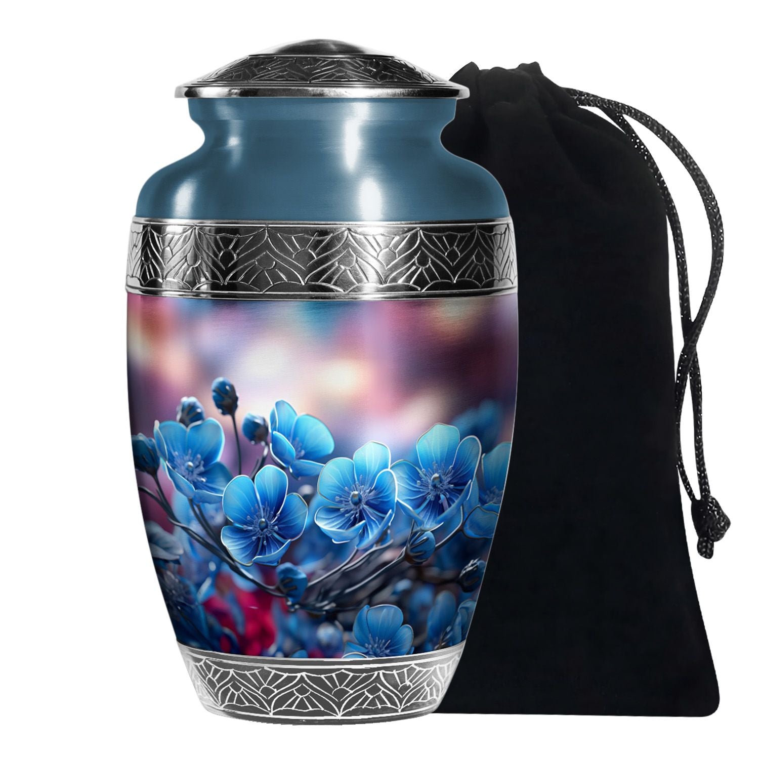 Scorpion Grass Aluminium Cremation Urn - Floral Human Ashes Urn