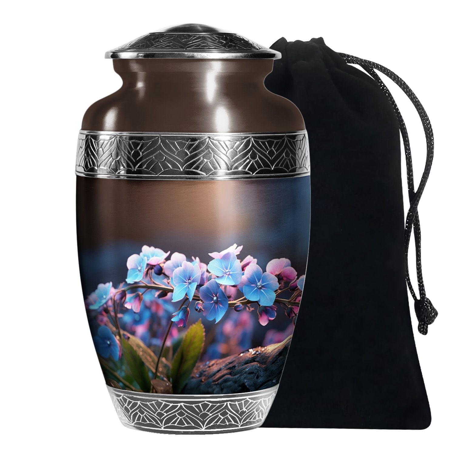 Scorpion Grass Human Funeral Urn - Decorative Floral Ashes Urn