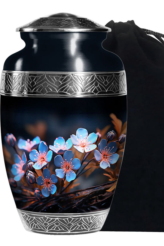 Scorpion Grass Large Memorial Urn - Floral Cremation Memorial Urn
