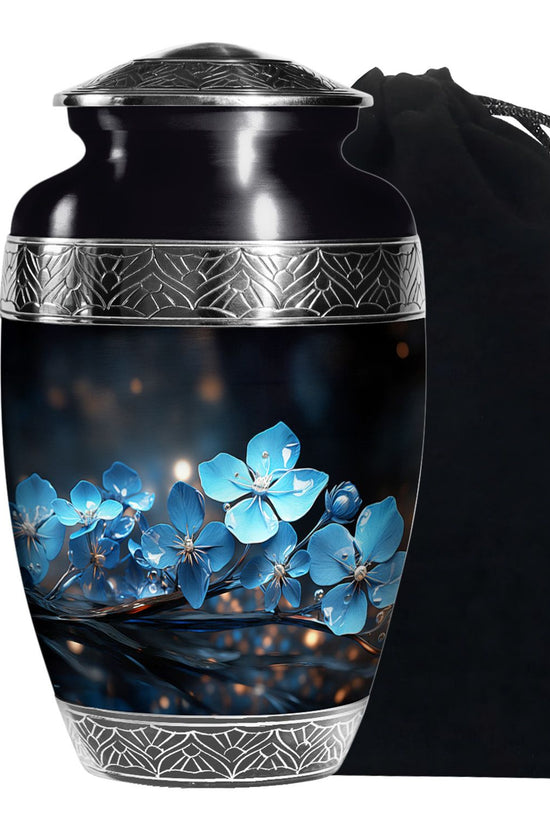 Scorpion Grass Floral Funeral Urn - Decorative Memorial Urn For Ashes