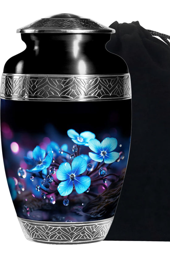 Bule Flower Memorial Urn - Premium Funeral Urn For Human Ashes