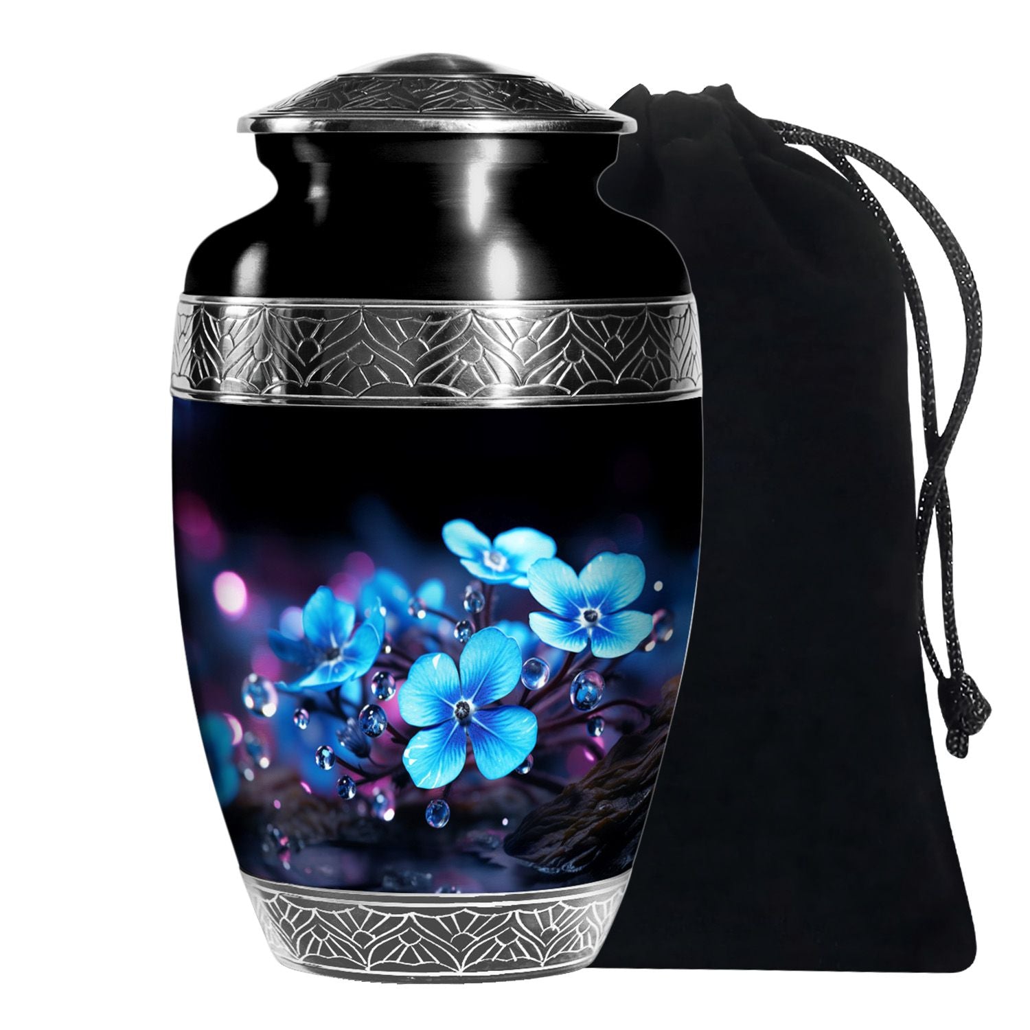 Bule Flower Memorial Urn - Premium Funeral Urn For Human Ashes