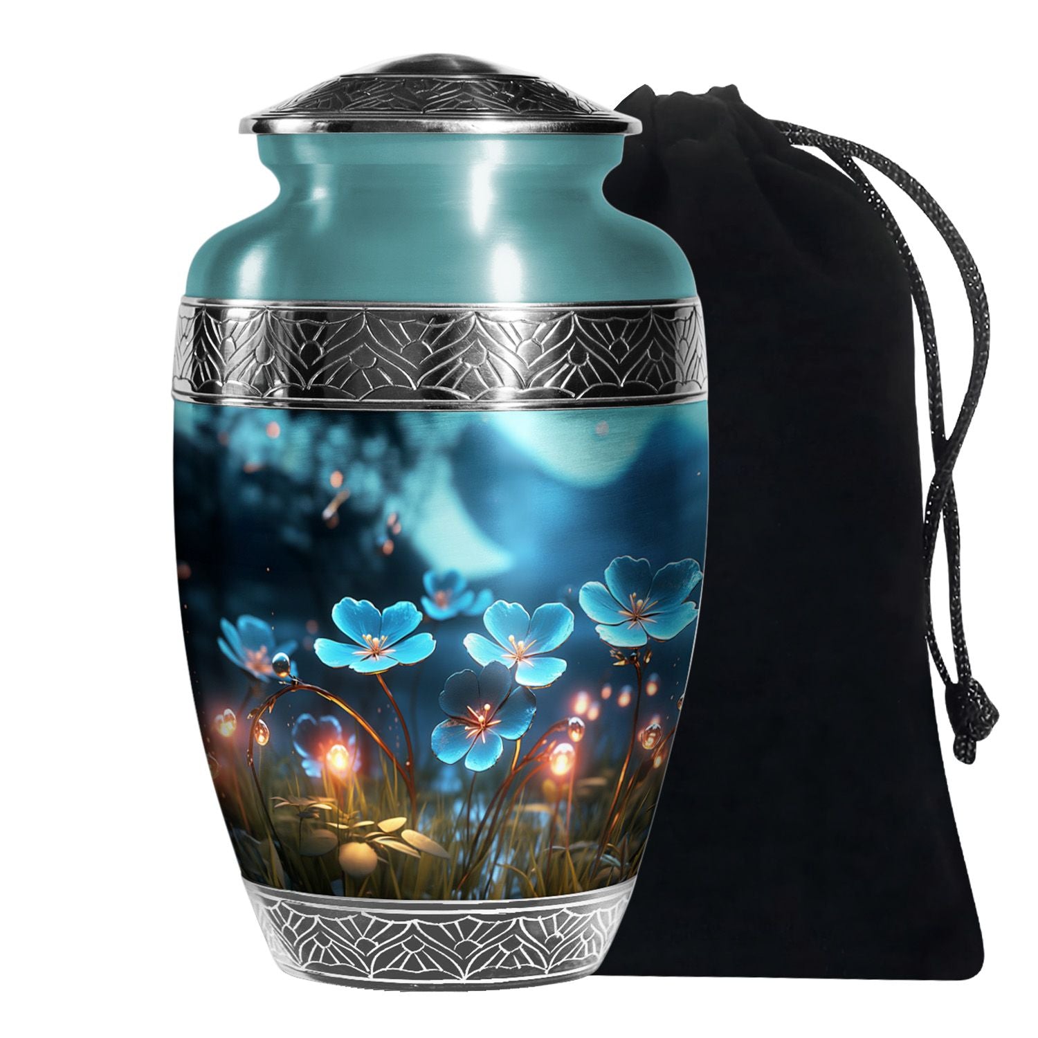 Scorpion Grass Floral Cremation Urn - Elegant Memorial Urn For Women