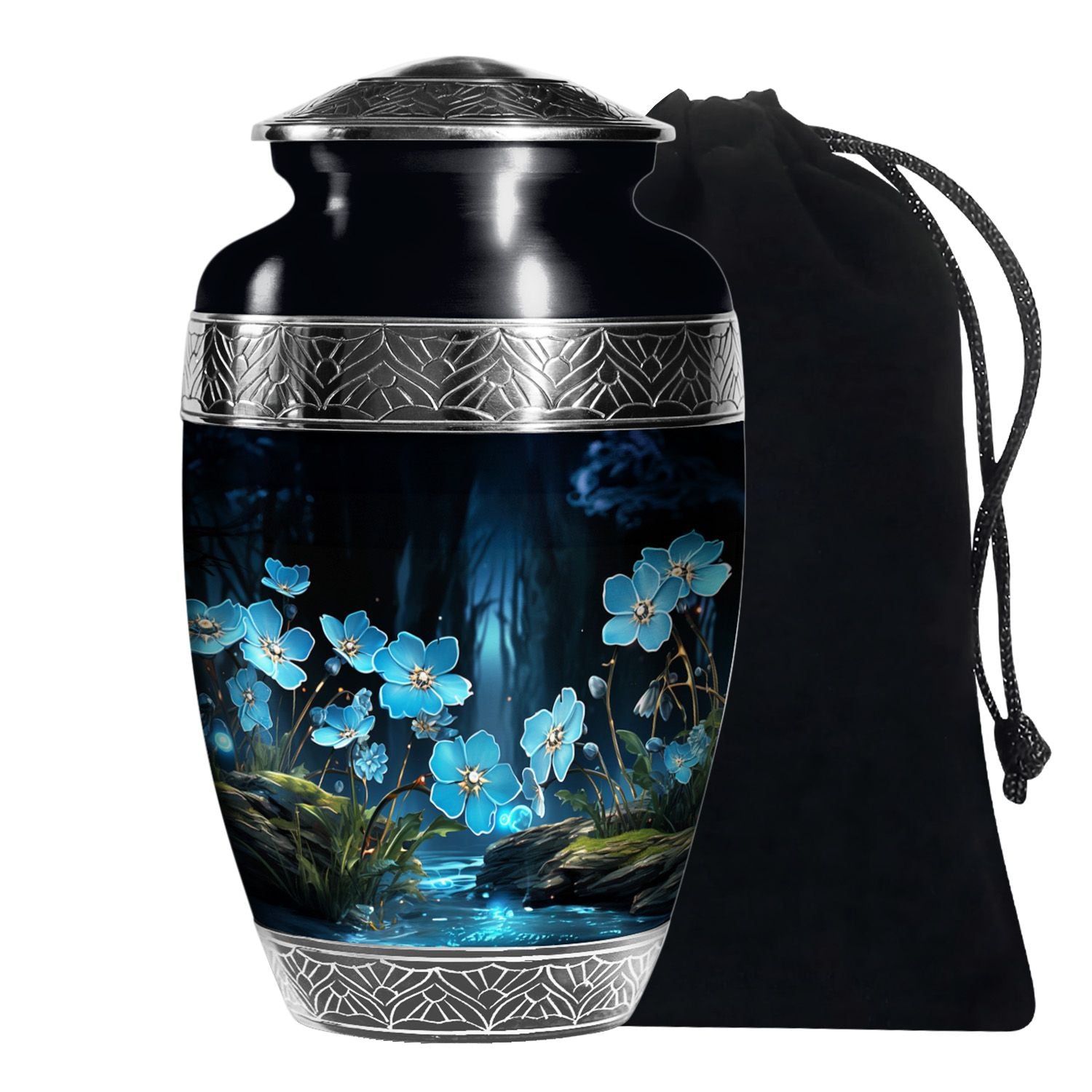 Blue Scorpion Grass Memorial Urn - Artistic Funeral Urn For Adult Ashes