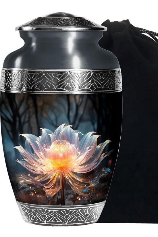 Lily Forest Theme Cremation Urn - Aluminium Funeral Urn For Loved Ones
