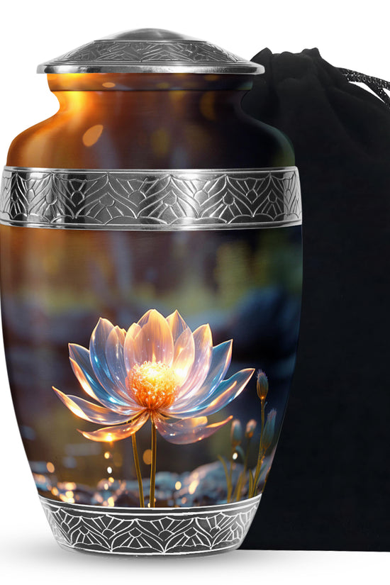 Glowing Lotus Memorial Urn - Large Cremation Urn For Ashes