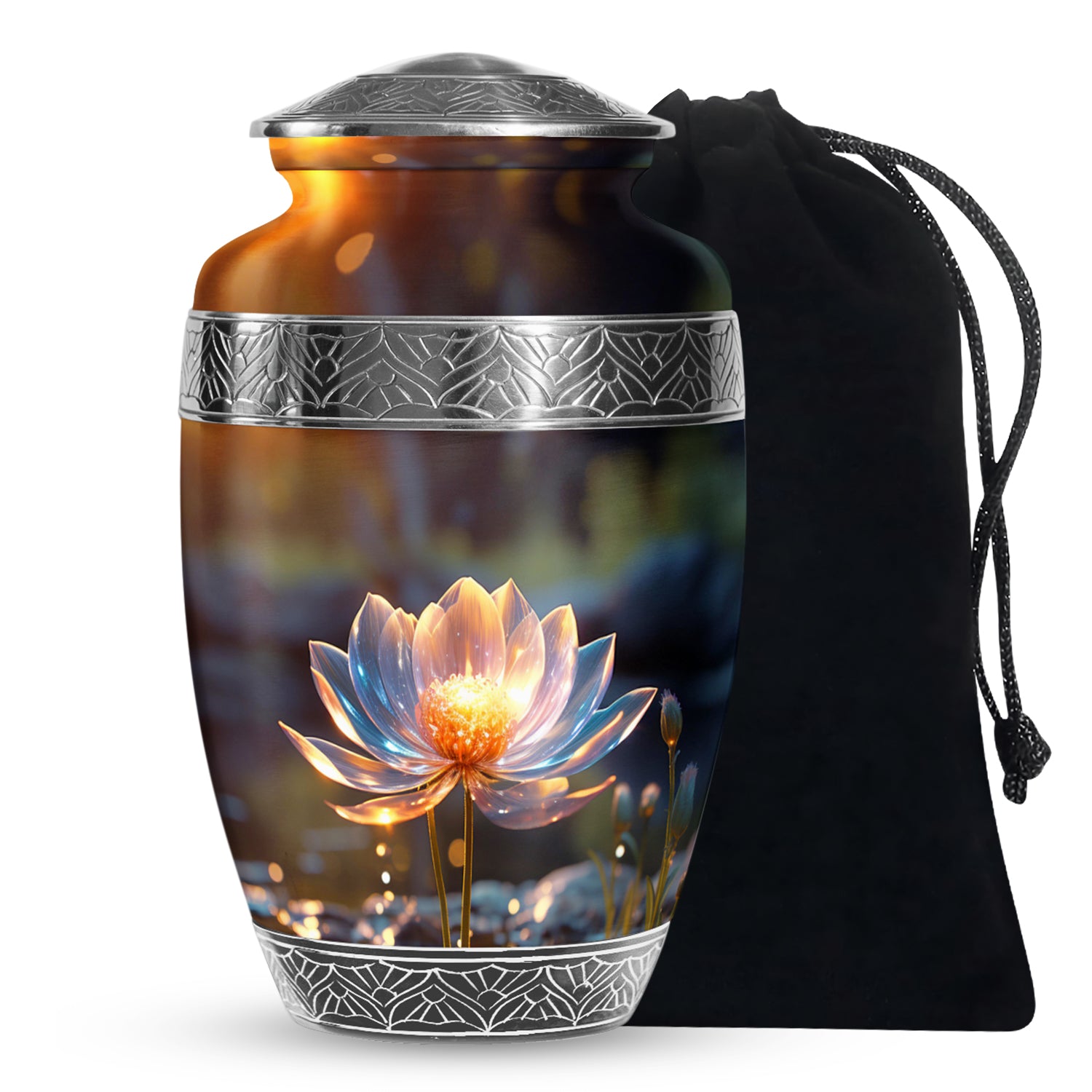 Glowing Lotus Memorial Urn - Large Cremation Urn For Ashes