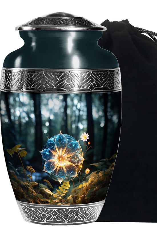 Mystic Forest Flower Cremation Urn - Fantasy Memorial Urn For Human Ashes