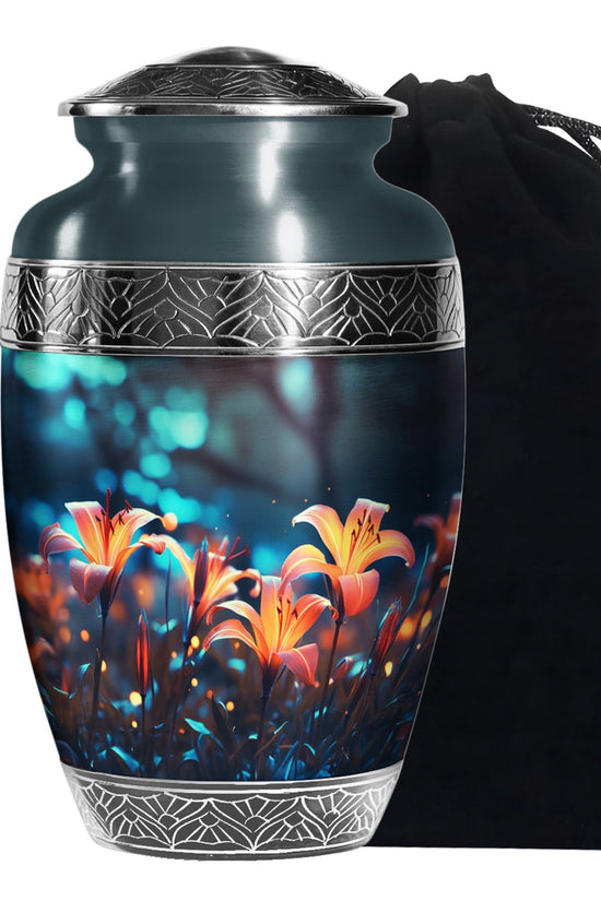 Lily Theme Memorial Urn - Funeral Urn For Male & Female