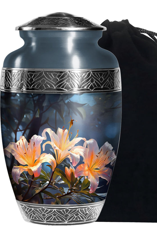 Serene Lily Flower Memorial Urn - Beautiful Cremation Urn For Ashes