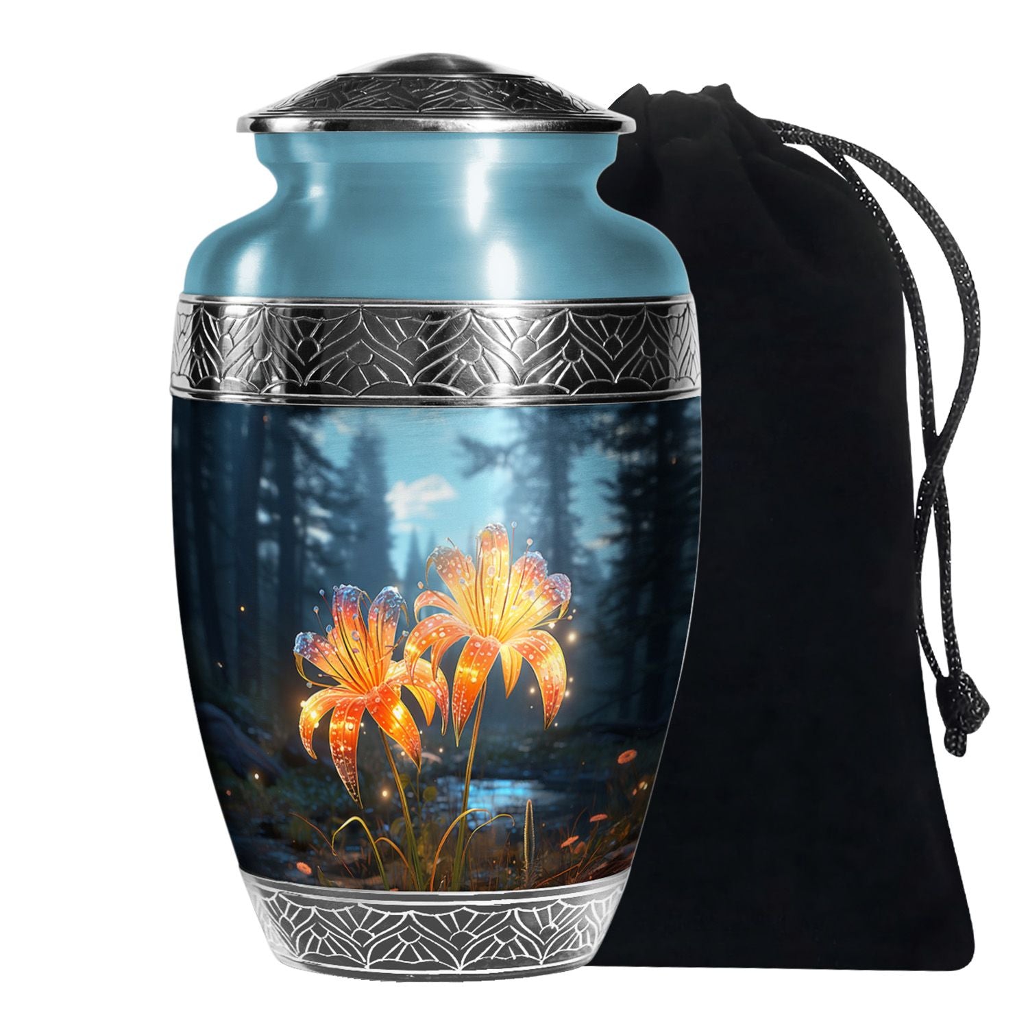 Nature Lily Memorial Urn - Burial Cremation Urn For Adult Ashes
