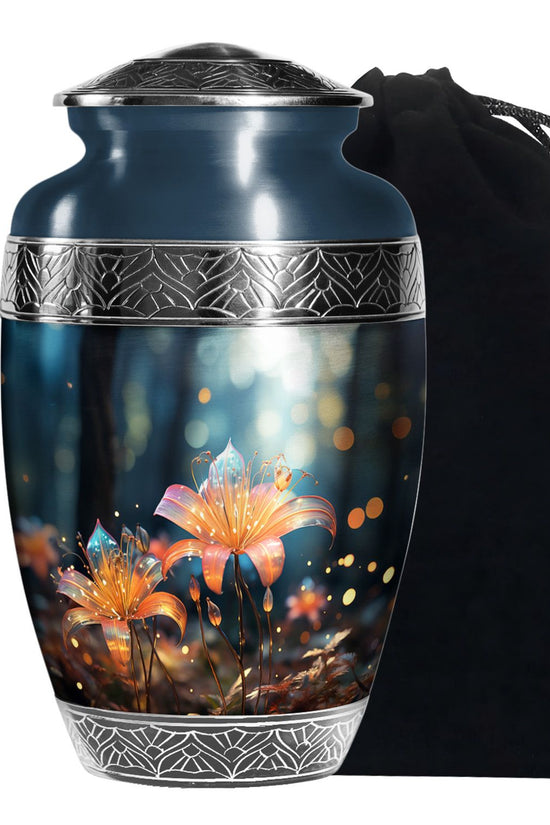 Orange Lily Funeral Urn For Ashes - Large Memorial Urn For Ashes